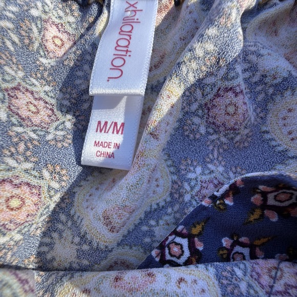 Xhilaration Dress Medium Abstract Faux Wrap Neck Babydoll Boho Cottagecore Farm - Picture 9 of 15